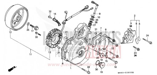 PANNEAU CARTER-MOTEUR G./ GENERATRICE NX650L de 1990